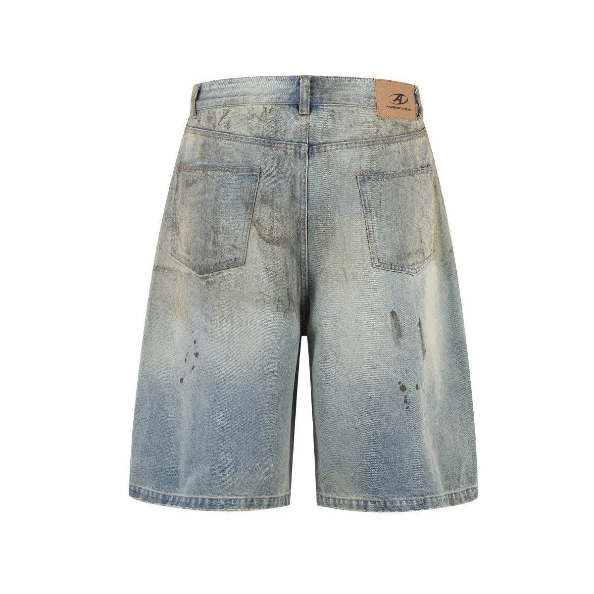 Pu Shuai blue cropped washed denim straight-leg middle pants with zipper fly on hanger