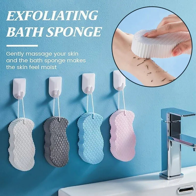 3D fish scale pattern bath sponge ball in white, grey, pink or light blue colours for gentle body exfoliation