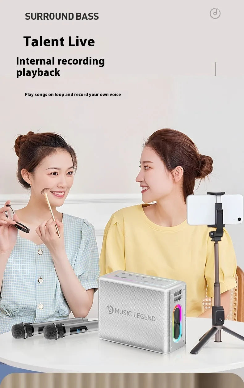 V60 outdoor Bluetooth karaoke speaker with dual microphones in black, 100W waterproof lithium battery portable PA system