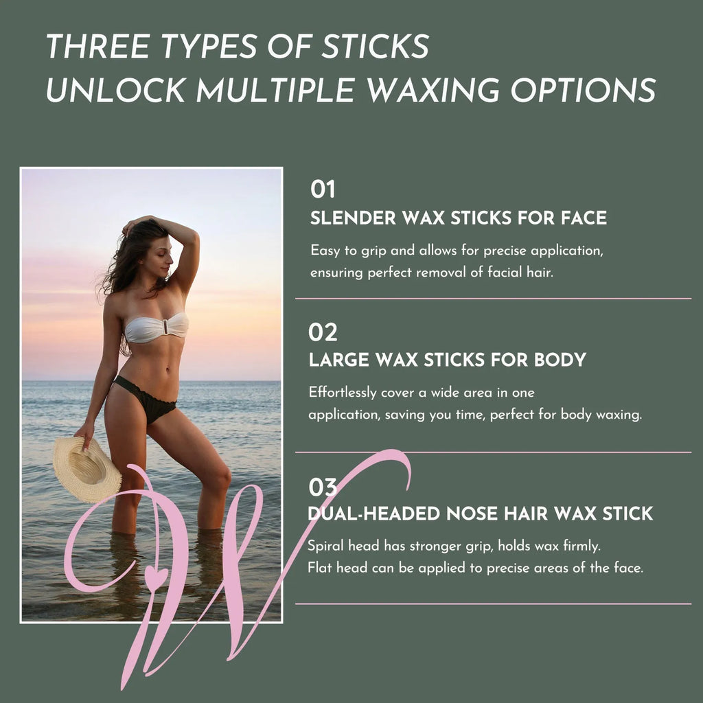 WUWUVISTA pink hard wax hair removal kit with warmer, wax beads, applicators, and aftercare products.