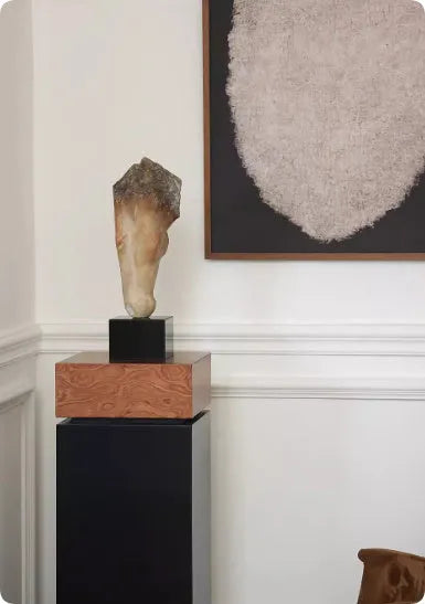 French retro style abstract horse head desktop sculpture with carved texture.