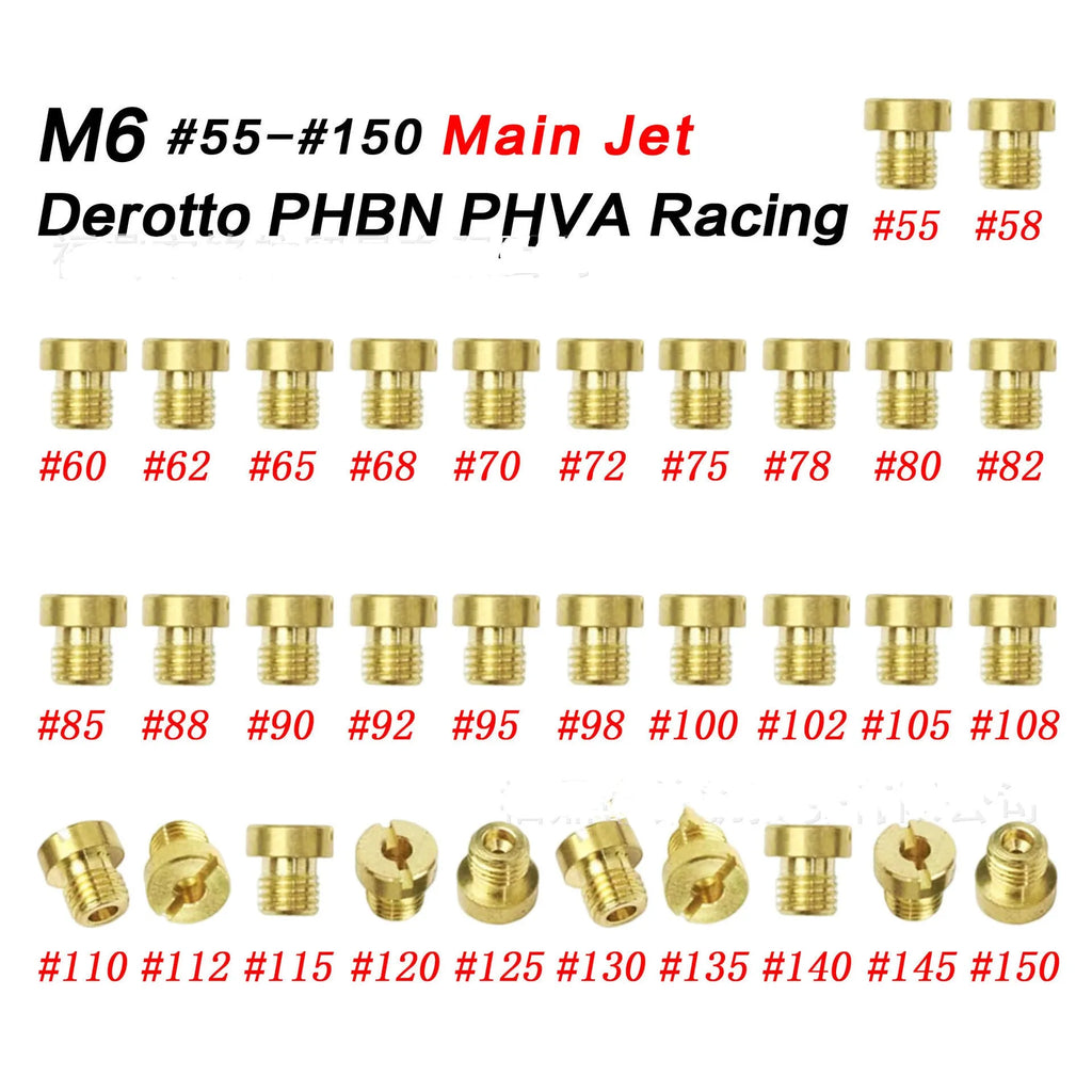 Brass carburettor main jet with M6 threads for Derotto PHBN PHVA models