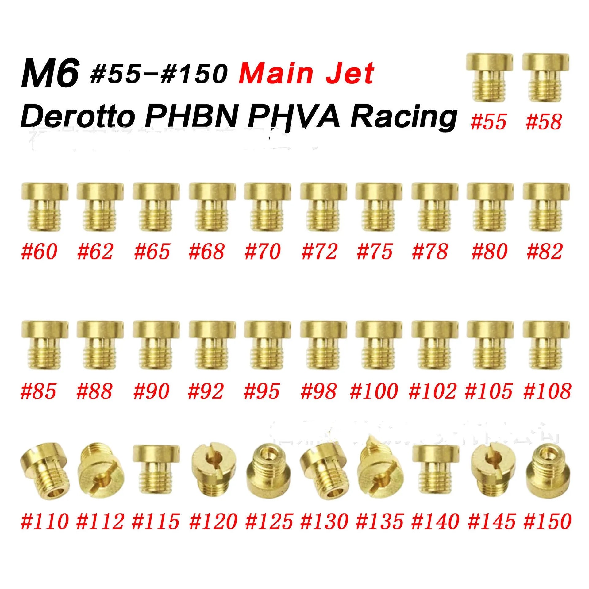 Brass carburettor main jet with M6 threads for Derotto PHBN PHVA models