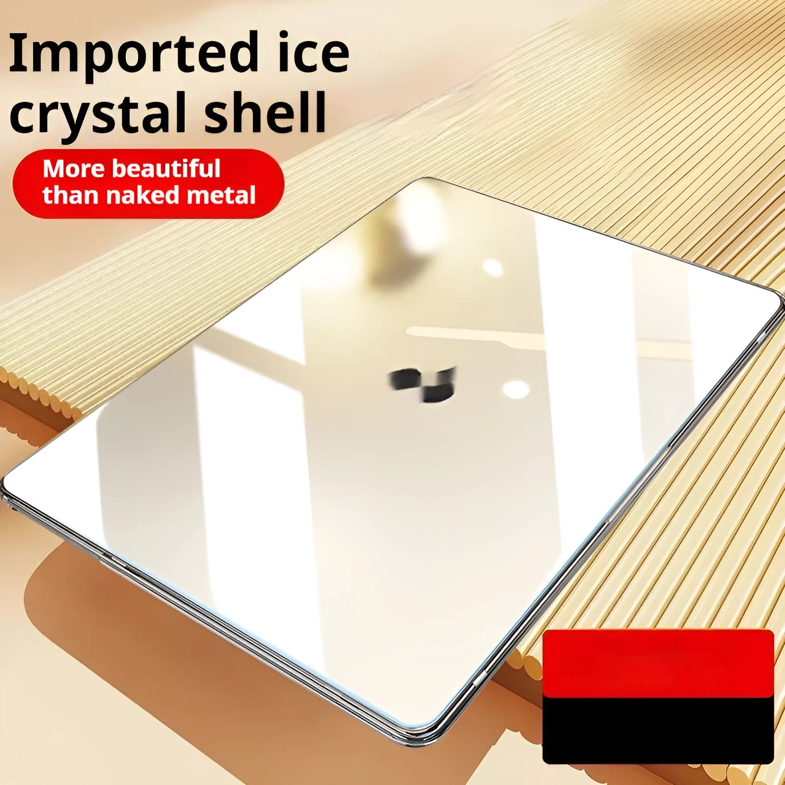Transparent protective shell for MacBook Pro and Air laptops on a table