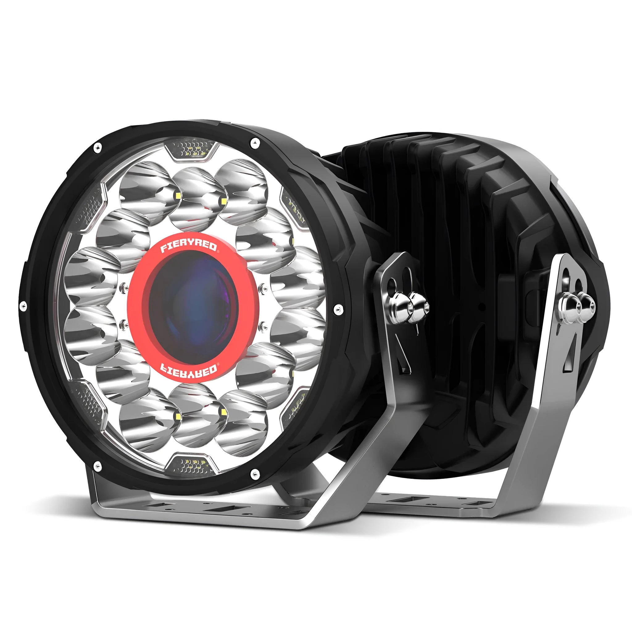 Red 7-inch waterproof LED car lights for off-road vehicle lighting upgrades