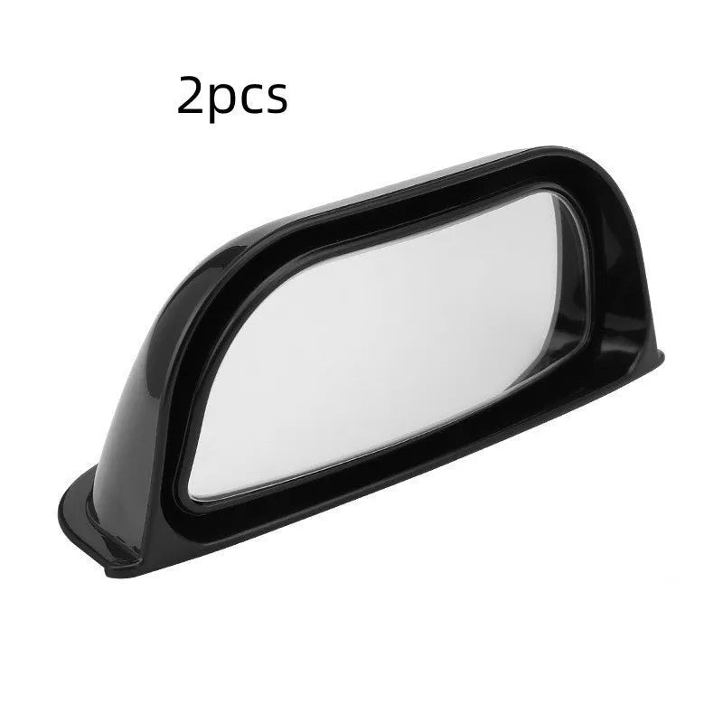 Black universal two-row wide-angle car mirror for blind spot visibility