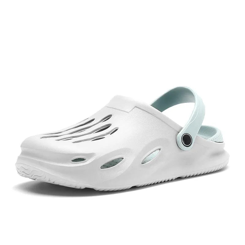 Men's beach sandals with soft-soled toe, artificial PU upper, rubber sole, back tie closure, black colour