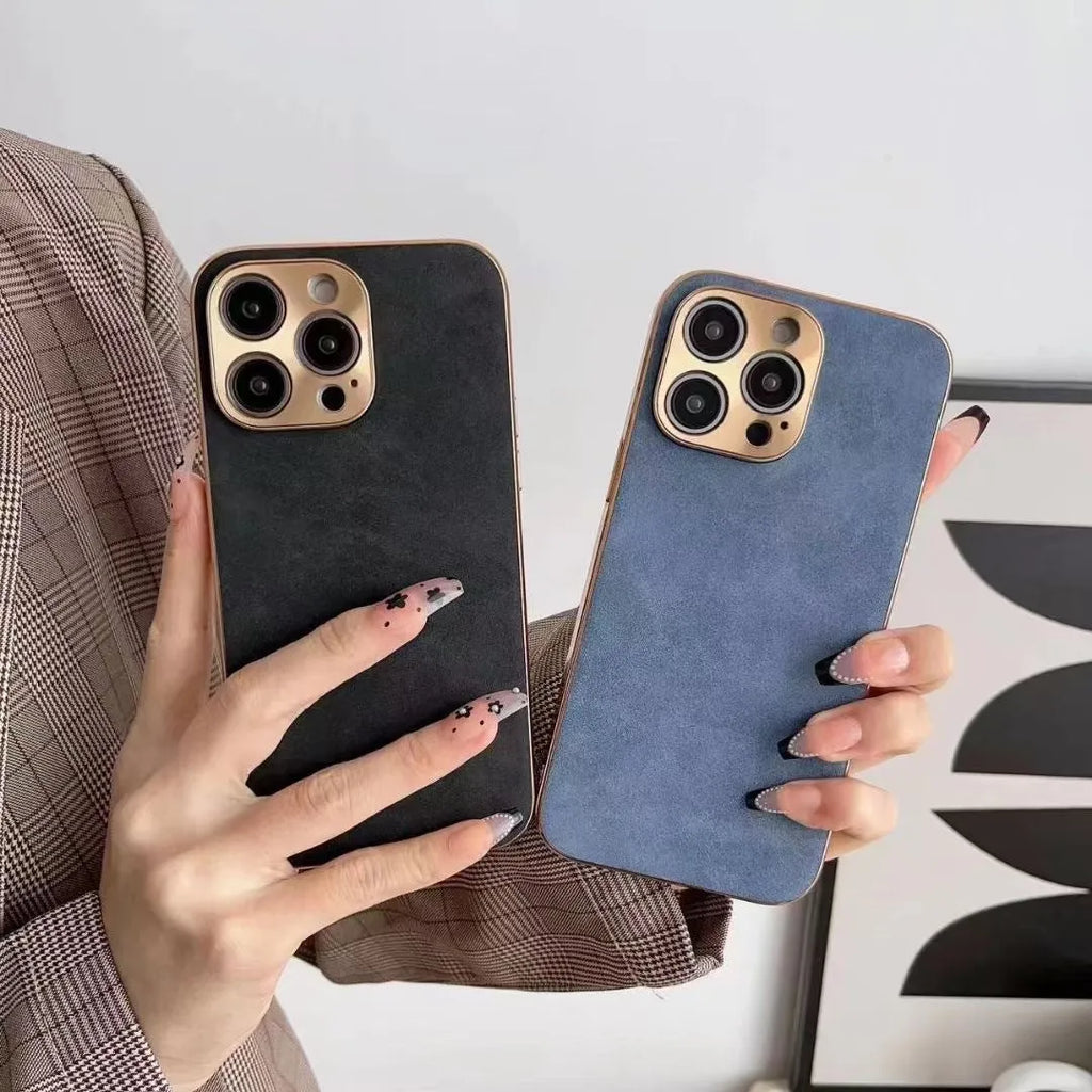 Leather texture TPU phone case for iPhone in grey-green colour.