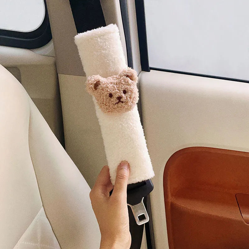 Cartoon bear shoulder seat belt protective cover in plush material