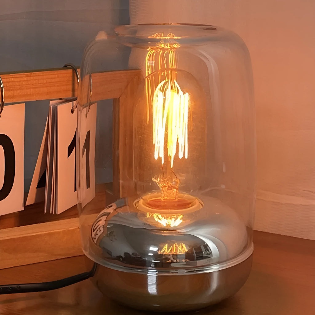 Geometric glass essential oil ambience lamp with waterless aromatherapy lighting