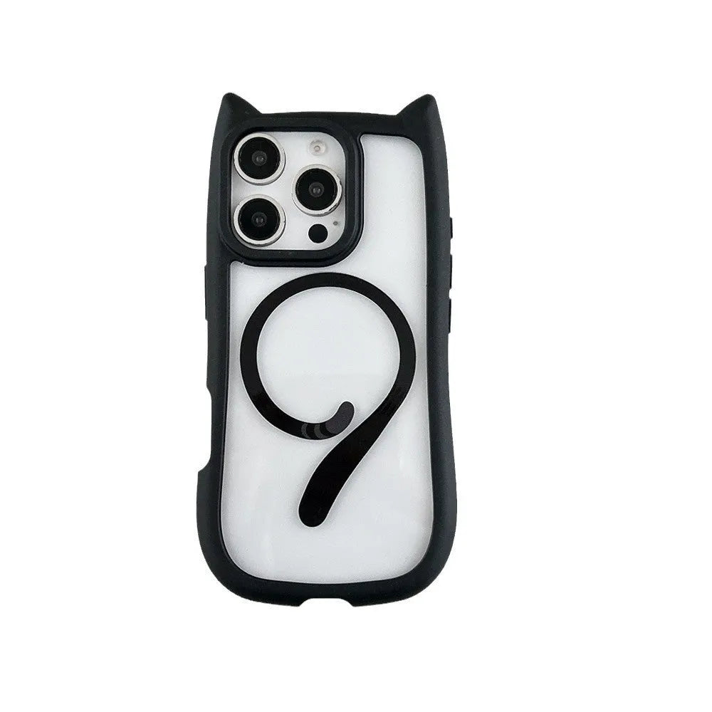 Transparent acrylic and TPU phone case for iPhone 17 models in black, blue, grey, and pink colour options.