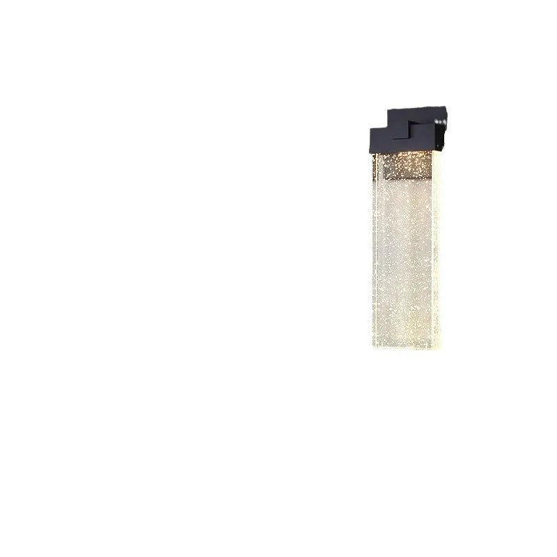 Black outdoor LED wall light with stainless steel shell, shown in large and small size options.