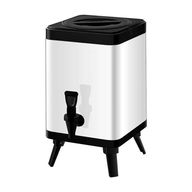 Silver stainless steel milk tea bucket with square lock and 8L capacity