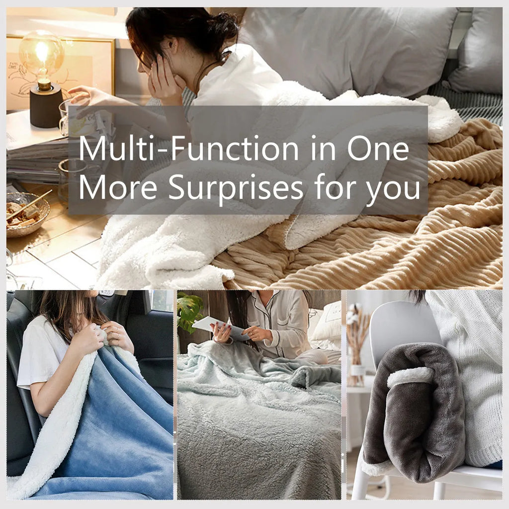 White tree leaf mushroom style lamb wool blanket, Sherpa fleece throw in 130x150cm and 150x200cm with hemmed edges