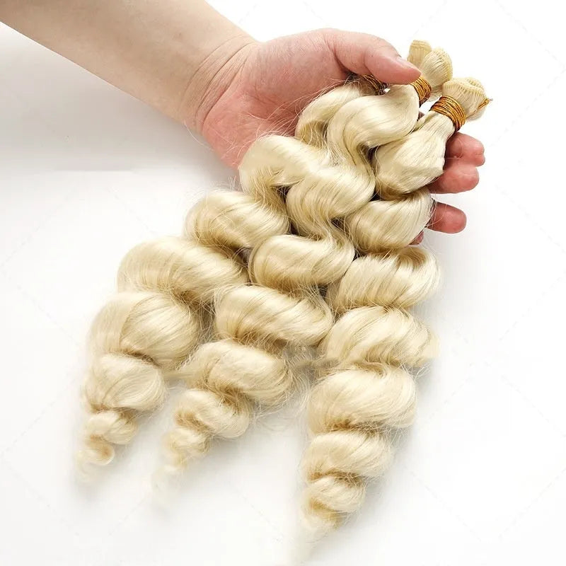 Golden synthetic hair weft wig in 18in, 20in and 22in length options