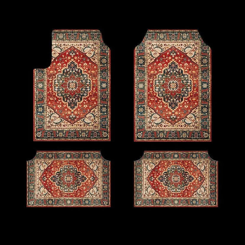 Retro Persian geometric pattern car foot mat in polyester fibre, dust-proof and stain-resistant, 33x44cm size