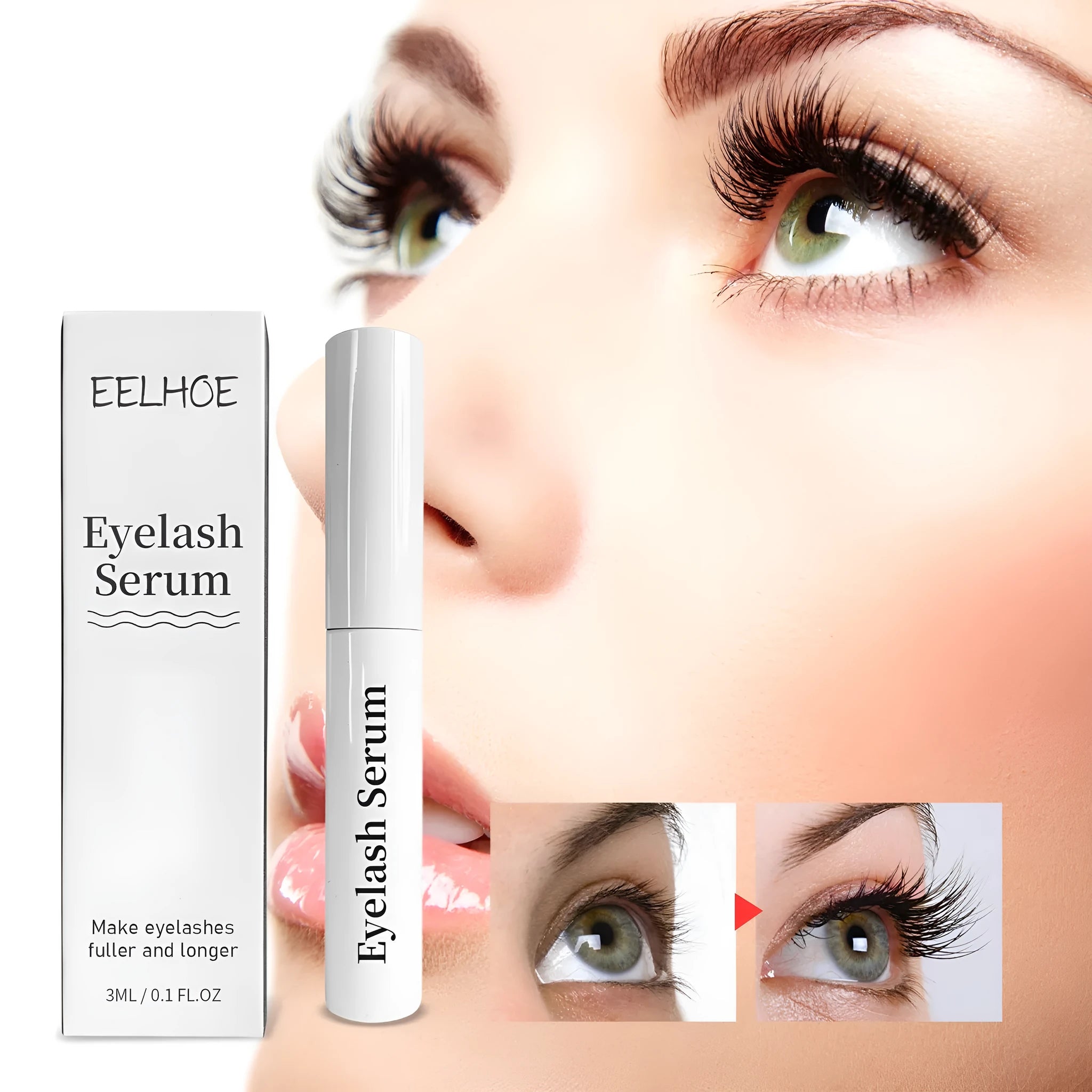 3ml bottle of natural eyelash growth serum for curly black lashes