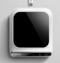Black USB cup warmer with tempered glass heating plate and temperature controls