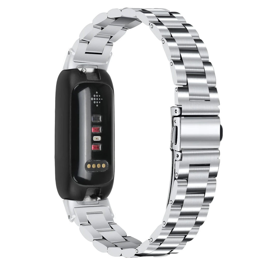 Stainless steel watch strap for Fitbit Inspire 3 in multiple colour options showing 175mm length