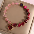 Natural strawberry crystal bracelet with elastic rope in 18cm uniform size for women