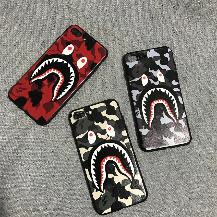 Frosted silicone phone case with all-edge coverage in shark mouth red colour for iPhone