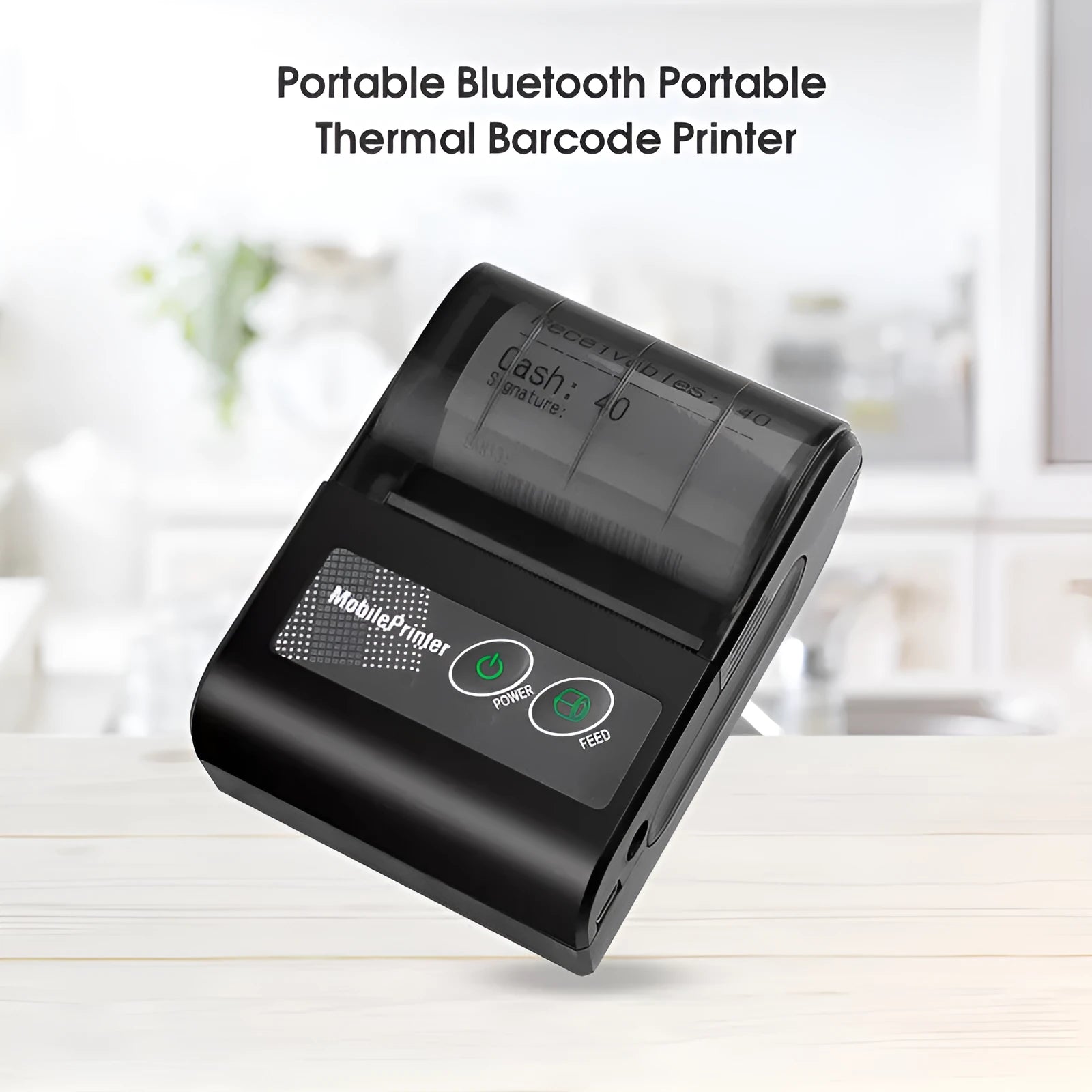 Blue plastic portable Bluetooth thermal printer for convenience store receipt printing