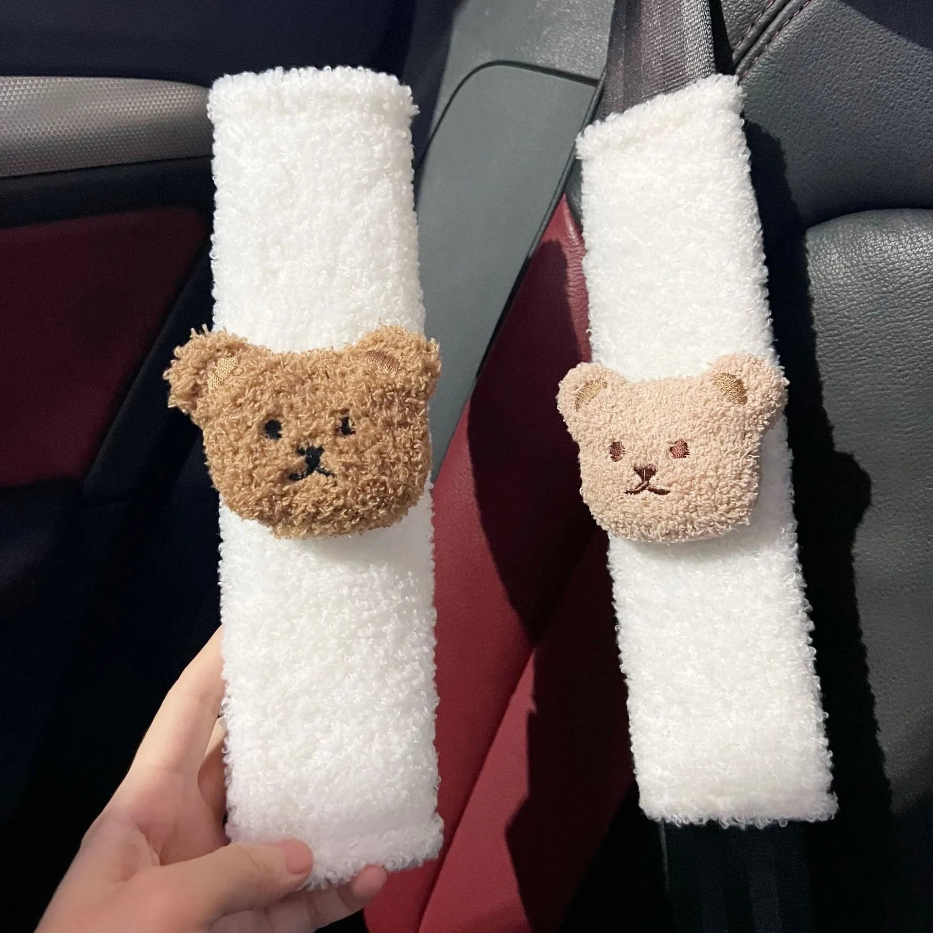 Cartoon bear shoulder seat belt protective cover in plush material