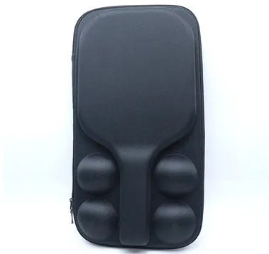 Black EVA pickleball racket storage case with double shoulder strap, dimensions 45x25x8cm.