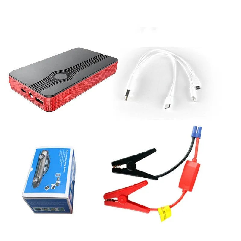 Red K4-E automobile emergency starting power supply unit with a USB port and touch switch.