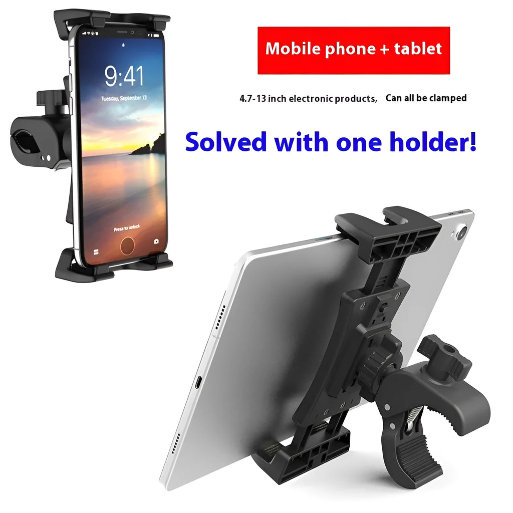 Black ABS universal bicycle handlebar spinning bracket for mobile phones and tablets
