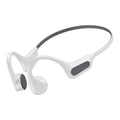Bone conduction Bluetooth headset in black and red with ear-hook design and digital display