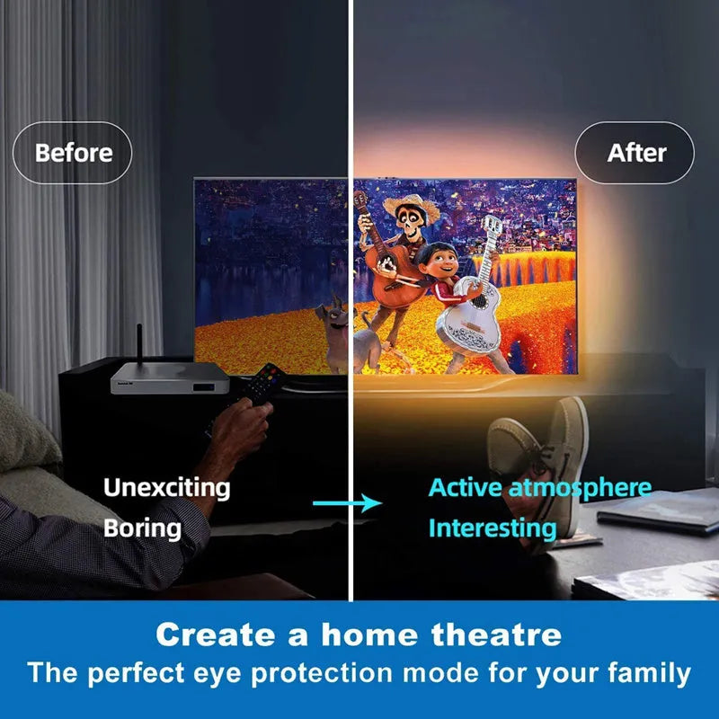 20m RGB LED strip light with 5050 beads, 44-key remote control, and 5A power supply for indoor TV and room decoration