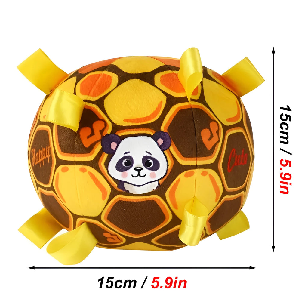 15cm ball dog toy with plush handle for aggressive chewers in green, watermelon, or yellow