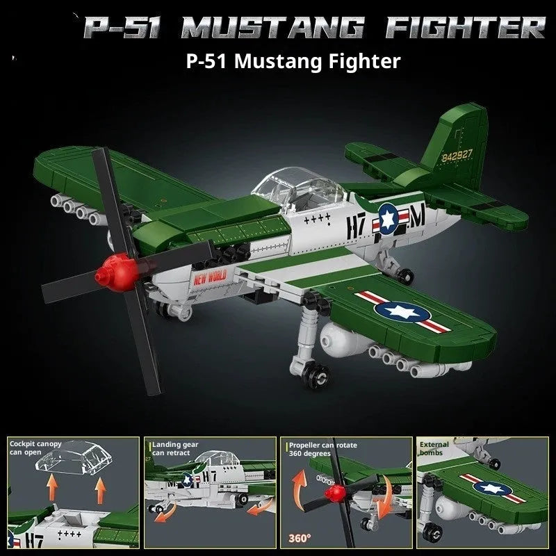 Building blocks airplane model Mosquito bomber set with 526 plastic pieces in colour box