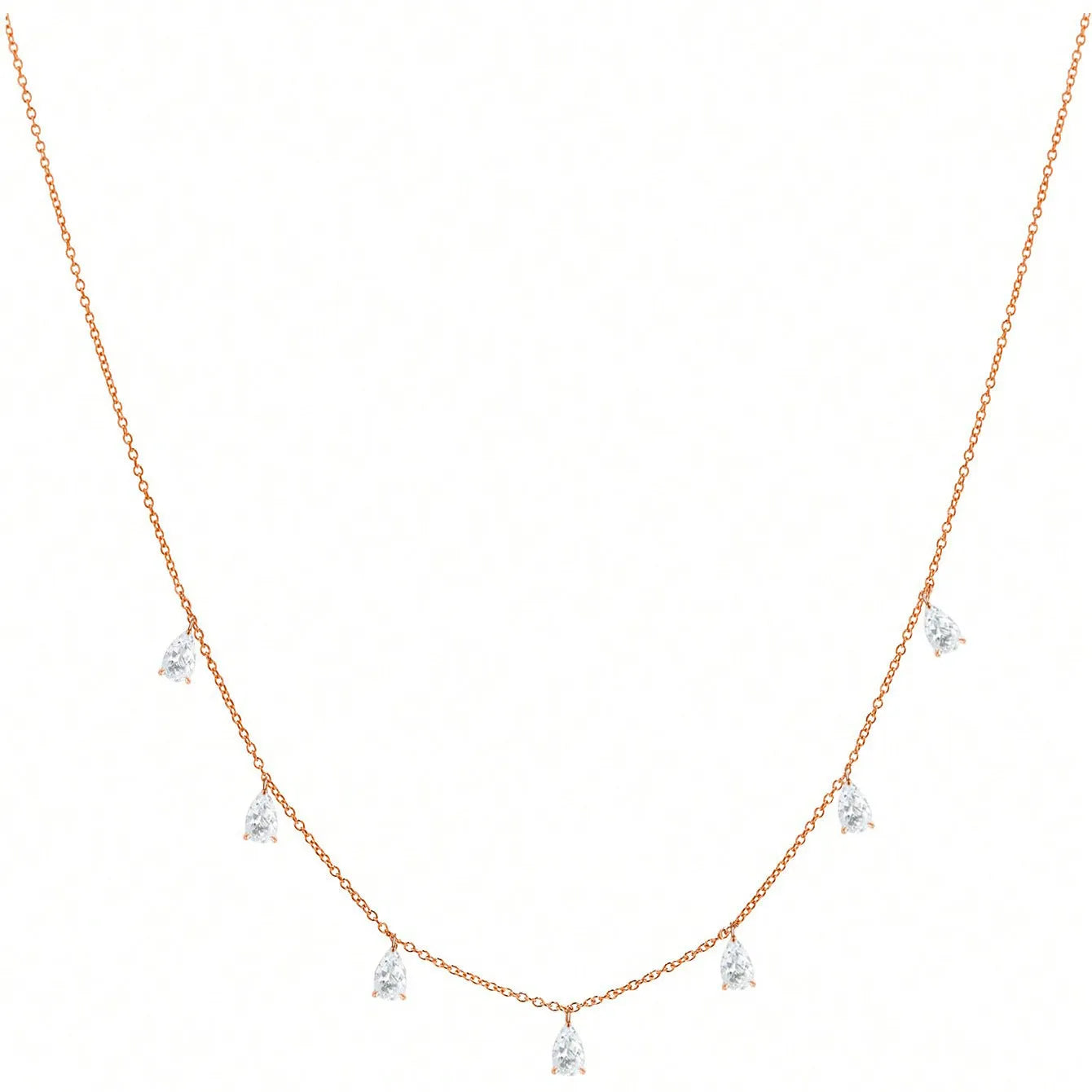 925 sterling silver drop pendant necklace on an adjustable O-chain, available in silver, rose gold, and golden yellow finishes.