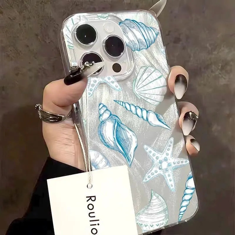 Hard PC starfish turtle phone case for Apple iPhone models showing colourful print and slim fit