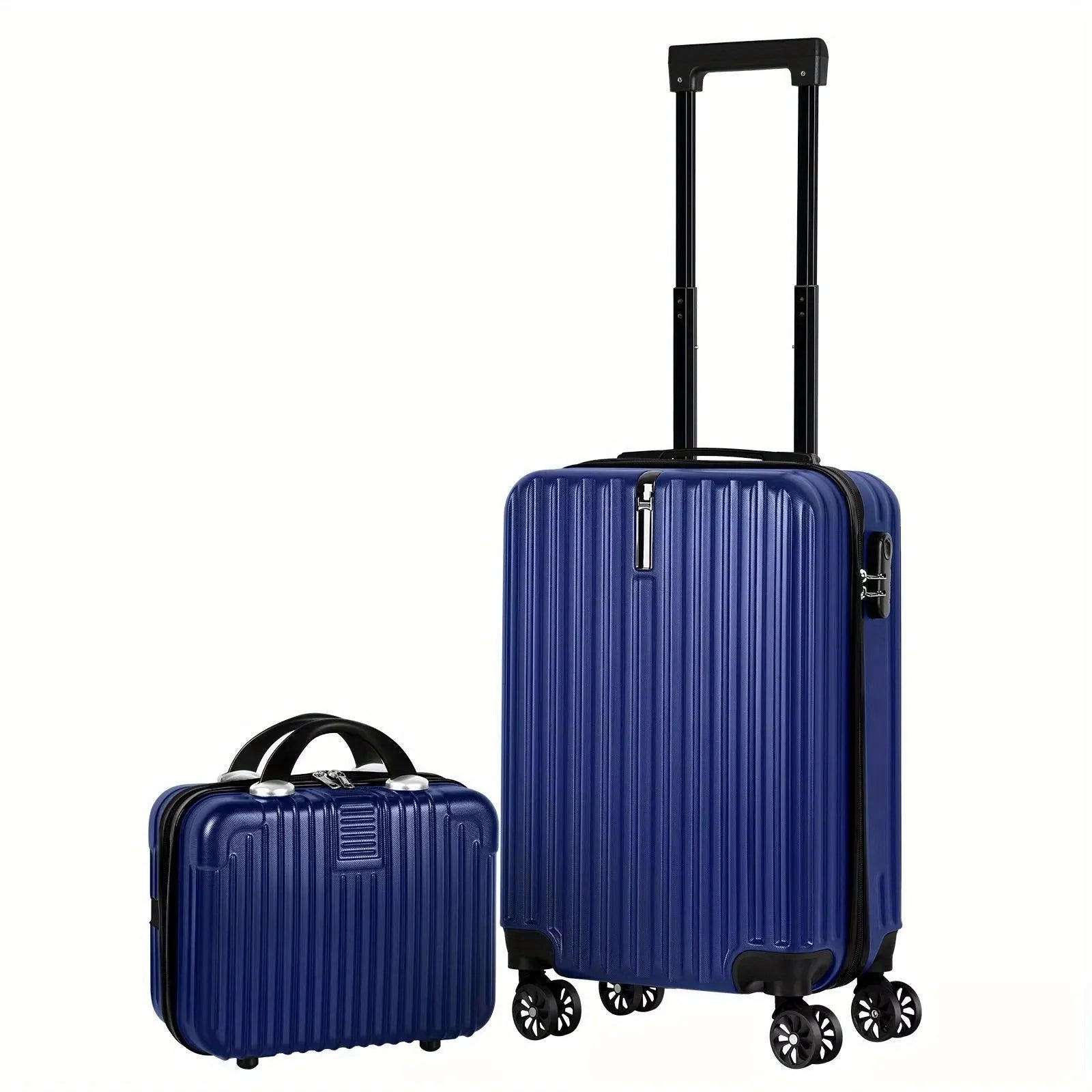 A set of two aluminium alloy travel trunks in towel colour, showing 14 inch and 20 inch sizes.