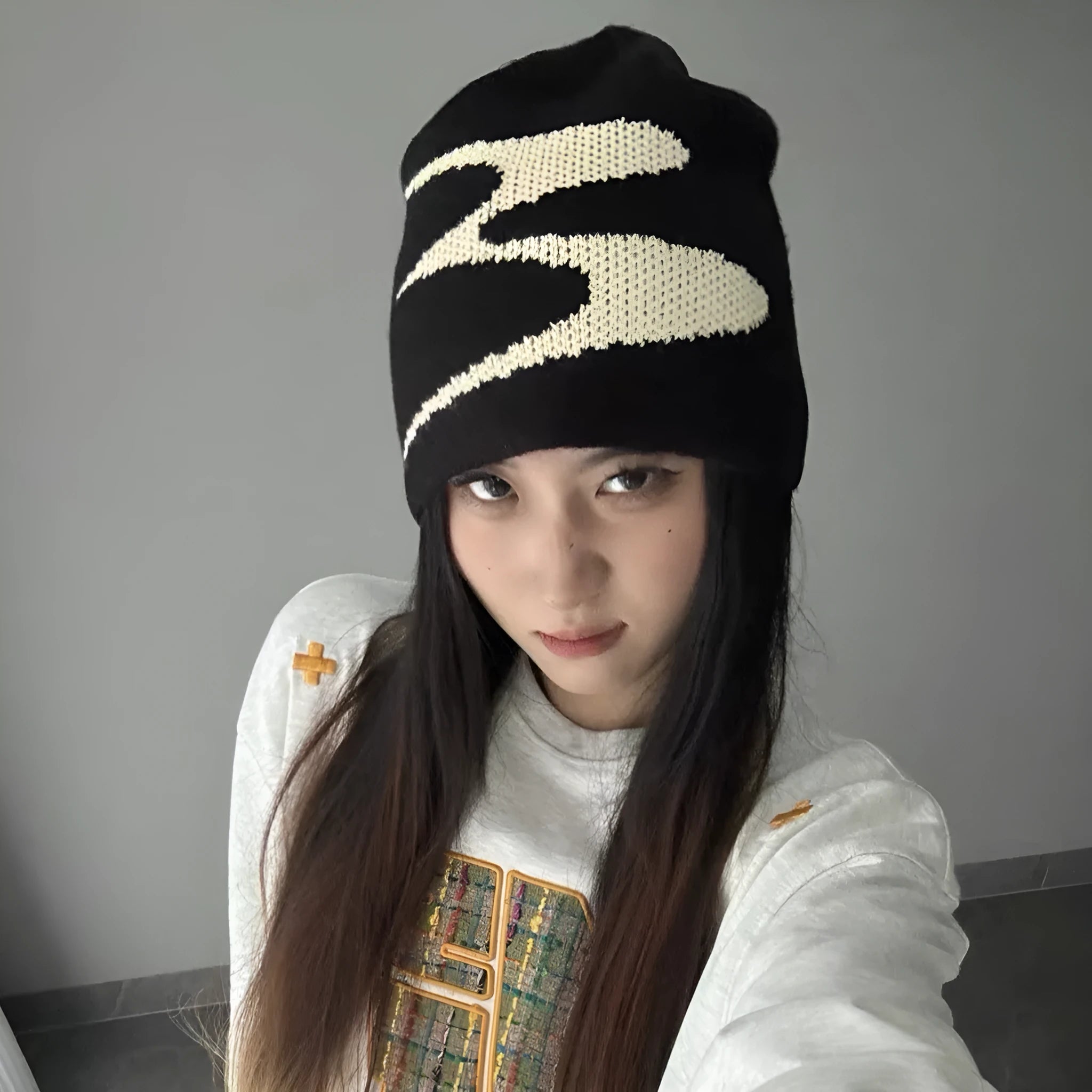 Acrylic knitted beanie hat in black, grey, or white for men and women with 56-58cm size