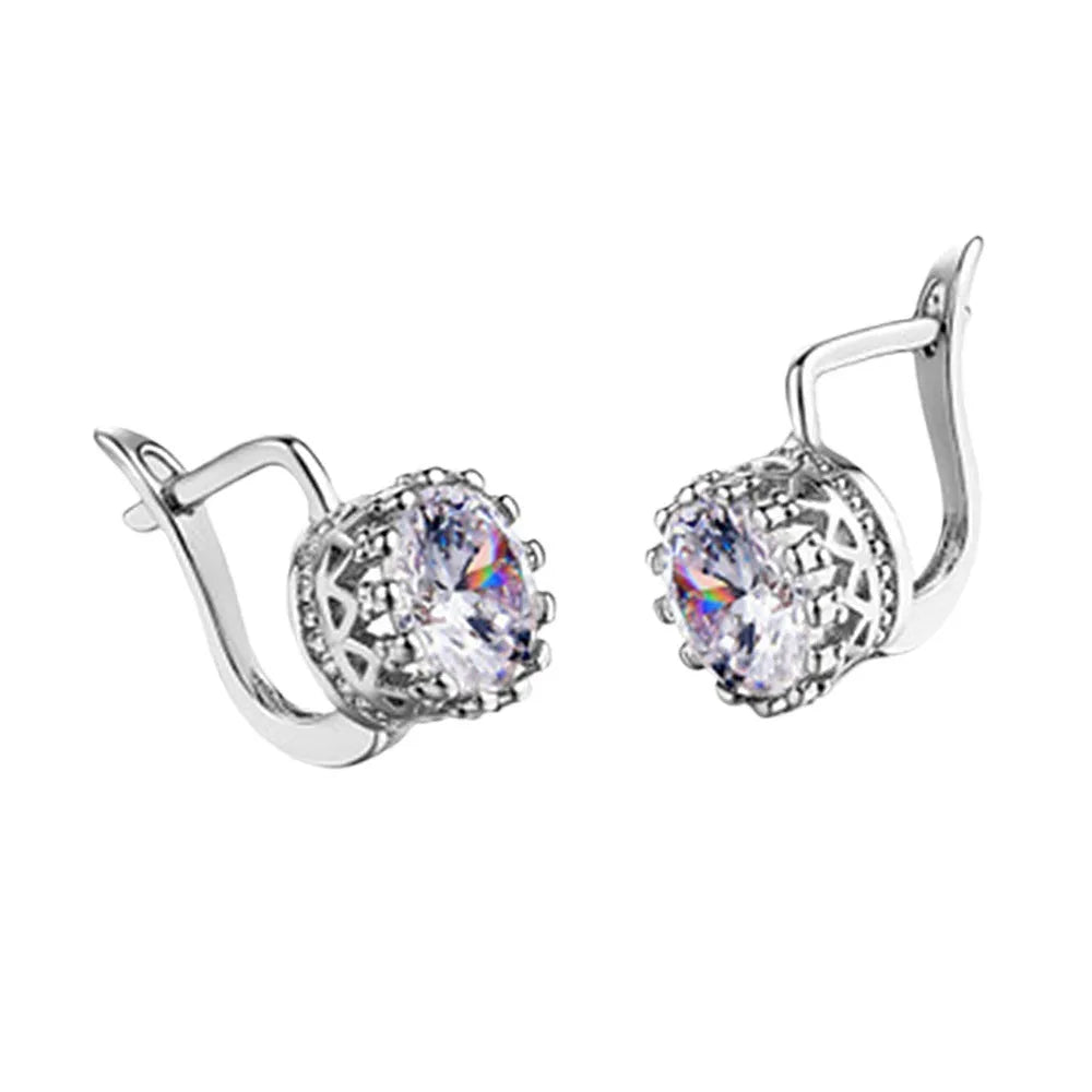 Korean-style retro crown shaped ear clips in copper with rose gold or white gold colour finish.