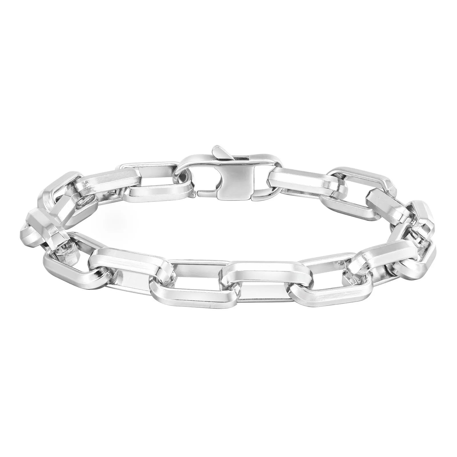 Men's simple square chain titanium steel bracelet in steel, gold, black, and retro colours.