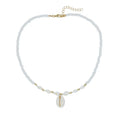 Conch white bead shell necklace with mother-of-pearl pendant on regular chain