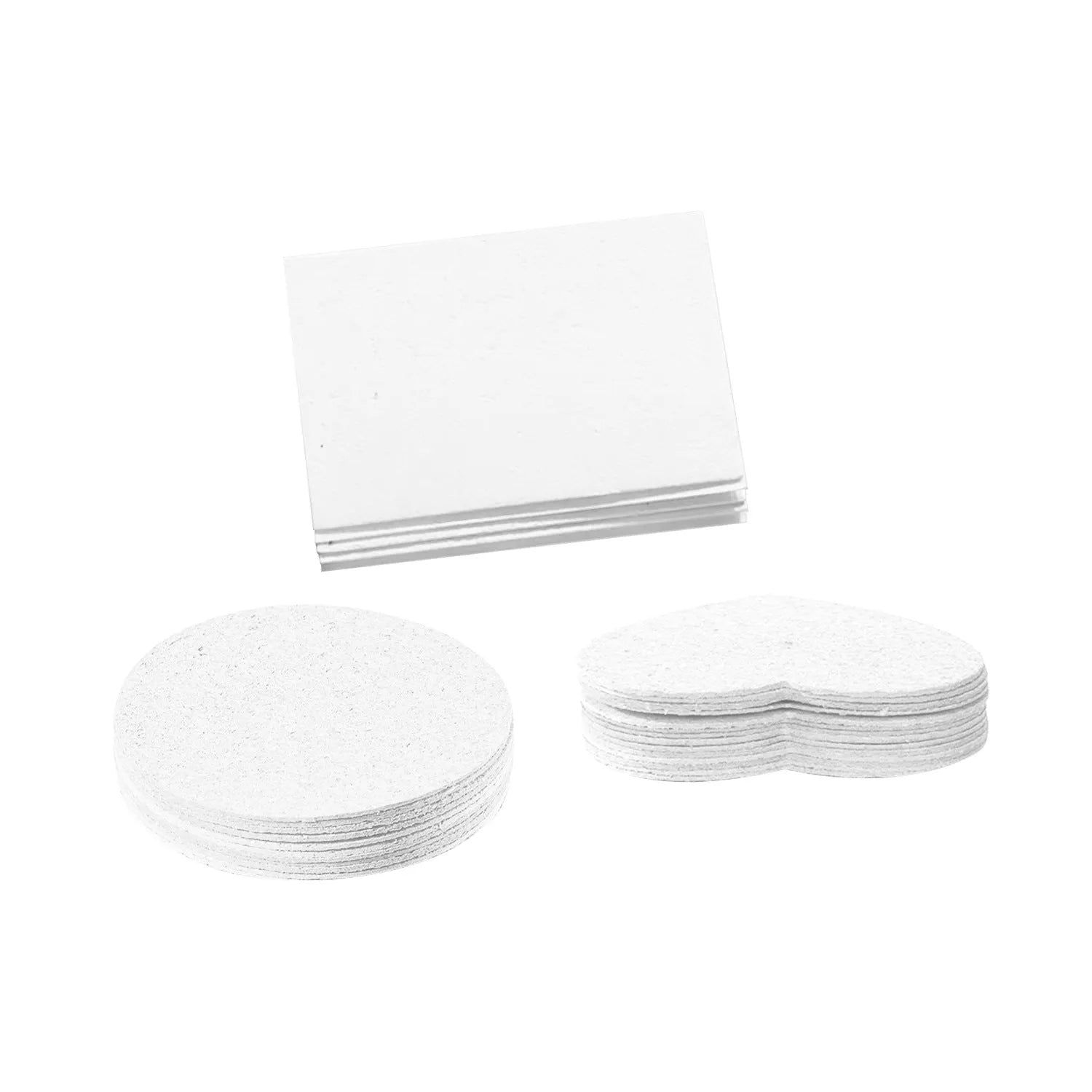 Wood pulp paper painting sponge set showing cartoon pattern sponges and paper sheets