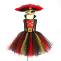 Girls pirate Halloween costume dress with sequins, mesh panels and lace detailing in sleeveless design