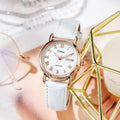Women's automatic mechanical watch with 12mm thick case shown in various strap and dial colour options.