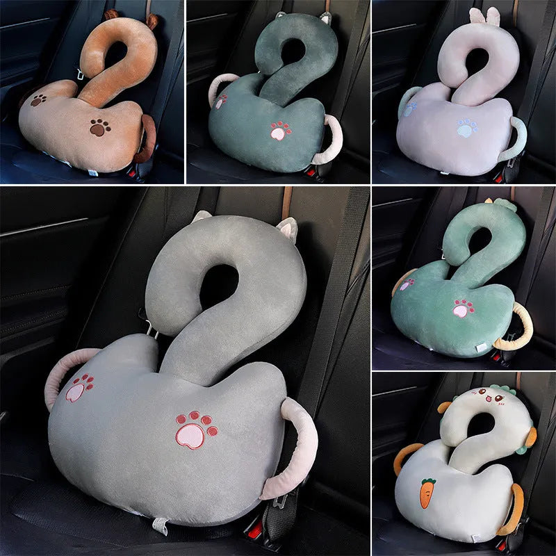 Square 65cm cartoon cushion with a question mark animal hug pattern in various colours like capybara, cat, and dinosaur.