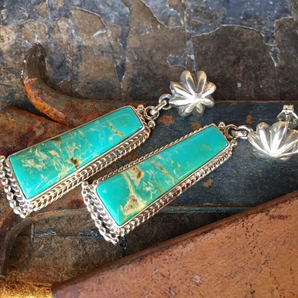 Bohemian retro creative earrings for women in green, alloy with electroplated finish, drop style