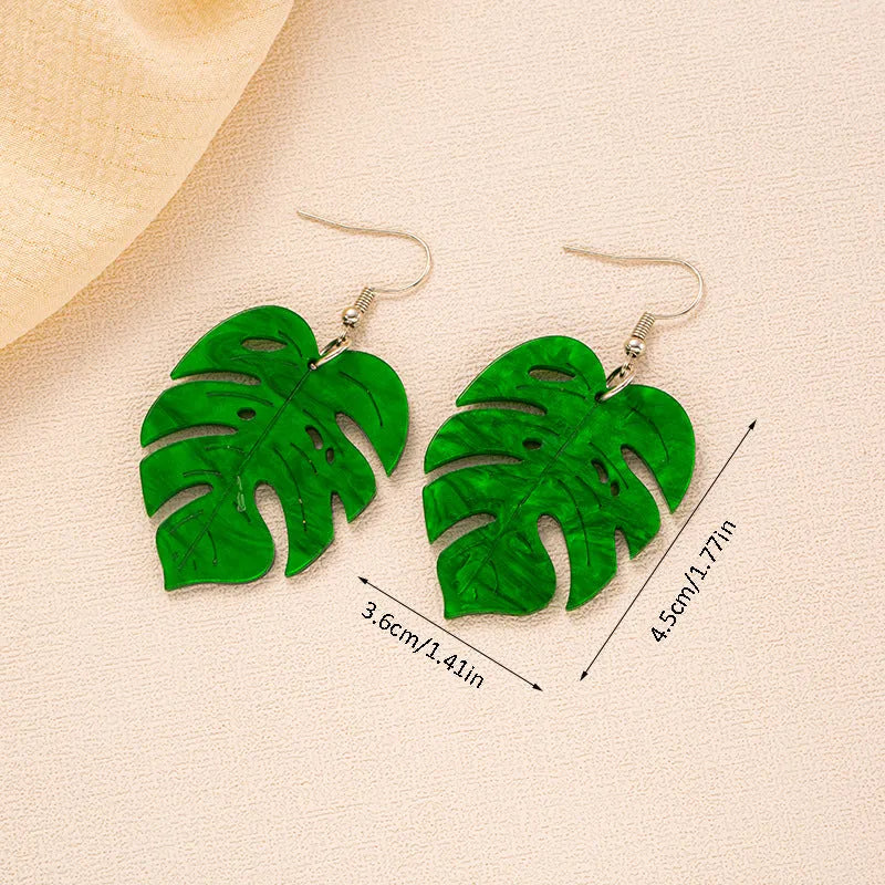 Jackfruit-shaped dangle earrings in acrylic and alloy, shown in one of five colour styles.