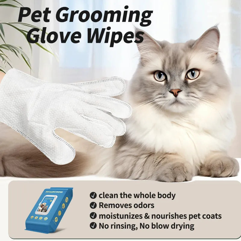 Disposable pet grooming gloves for cats and dogs in 20-piece wash-free packs