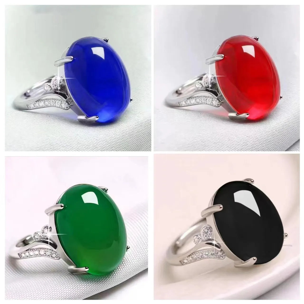 Women's adjustable natural sapphire ring in ethnic geometric style with alloy construction