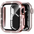 Apple Watch protective case with full frame and tempered glass screen in rose gold colour